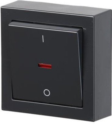 Выключатель 1-клавишный ABB IMPRESSIVO с подсветкой, открытый монтаж, антрацит, 2TKA00001841 в Казани